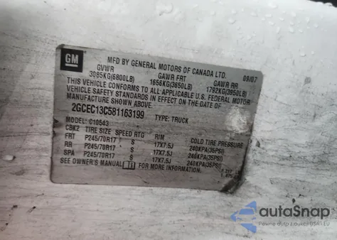 2008 Chevrolet Silverado C1500 from USA, damaged, VIN 2GCEC13C581163199